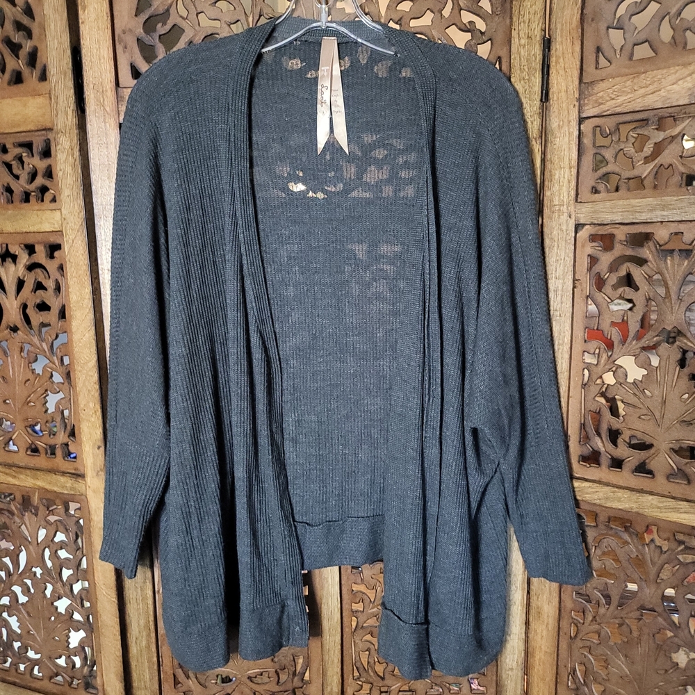 Lani Charcoal Open-Front Cardigan